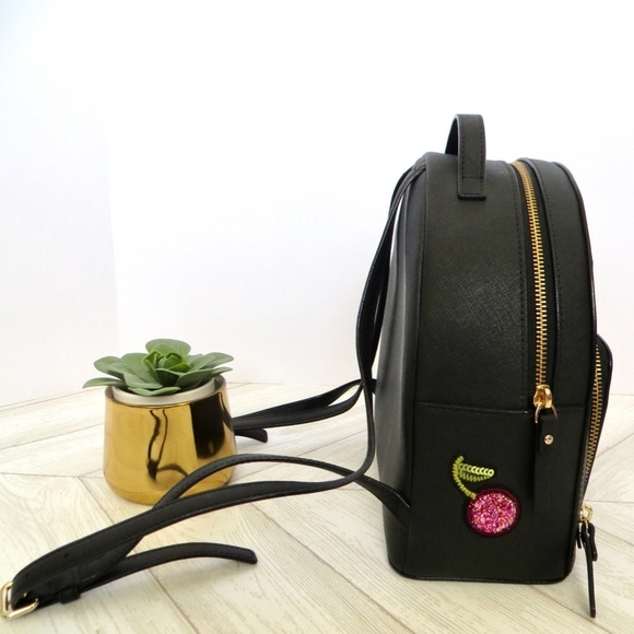 NEW! Kate Spade Run Wild Leopard Tomi Leather Backpack Sequin Black - Picture 9 of 12